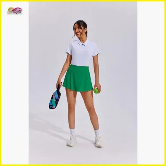 Pleated Athletic Skort with Built-in Shorts High Waist Lightweight Workout - Picture 5 of 7